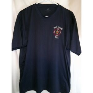 UltraClub Rock Island‎ Fire Department T-Shirt Cool & Dry Embroidered Graphic L